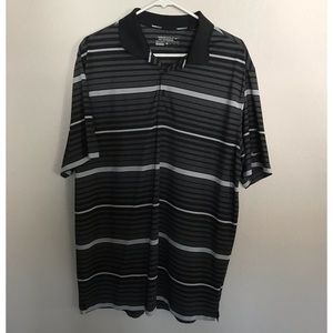 Nike Golf Black & Grey Striped Casual Essential Golf Polo Shirt Men’s Size XL